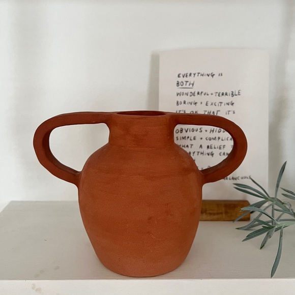 Small Terracotta Ceramic Vase with Handles - Picture 1 of 2
